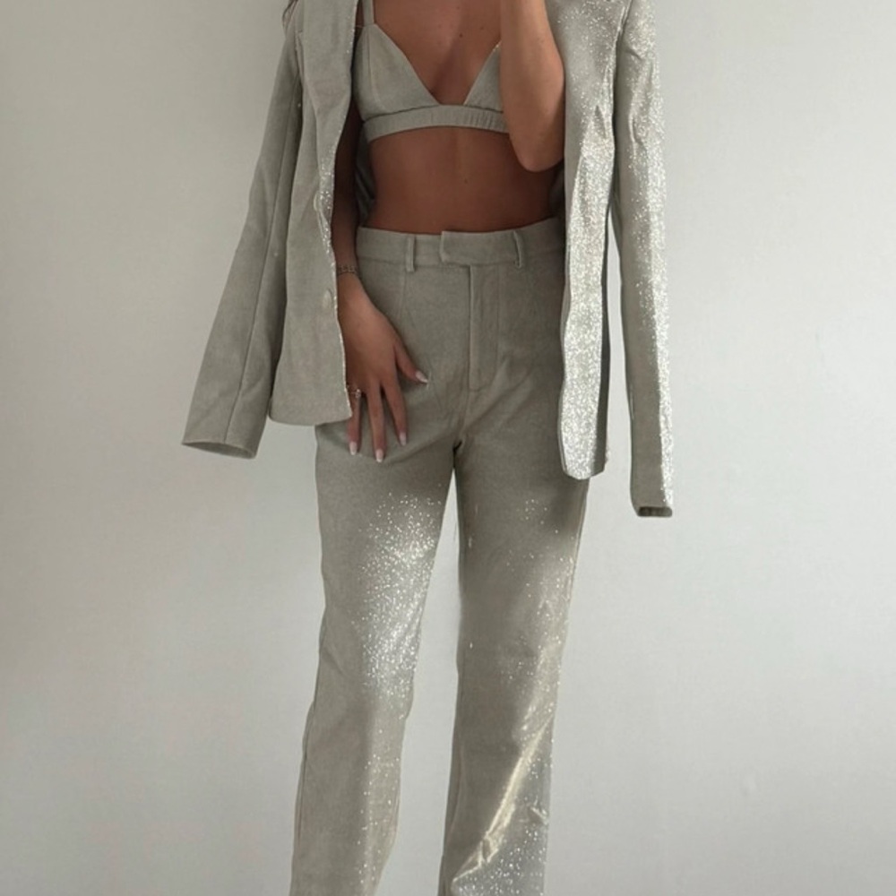SLA the Label Astrid Glitter Blazer & Trousers Sparkle Oversized Pantsuits - Picture 3 of 12